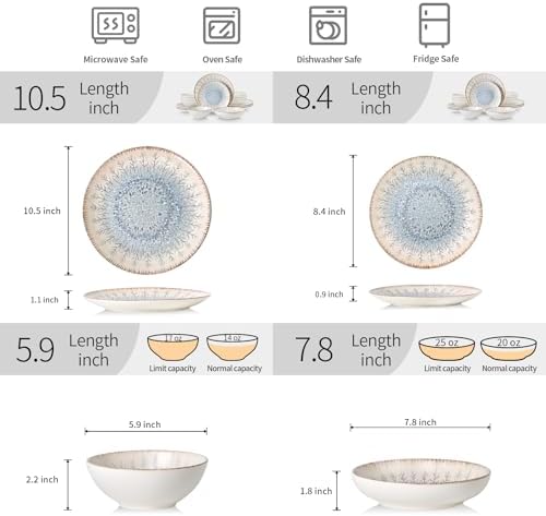 DOMICREVERY Ceramic Plates and Bowls Sets, 16 pcs Dinnerware sets for 4 - Image 3