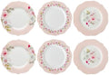 8.25" Floral Porcelain Dessert Plates Set of 6, Pink Rose by PRECITIME