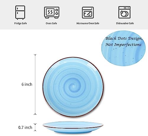 Selamica Ceramic Dessert Plates Set of 6,6 Inch Appetizer Plate for Kitchen for Cake Snacks Side Dish, Microwave Dishwasher Safe, Gradient Blue - Image 2