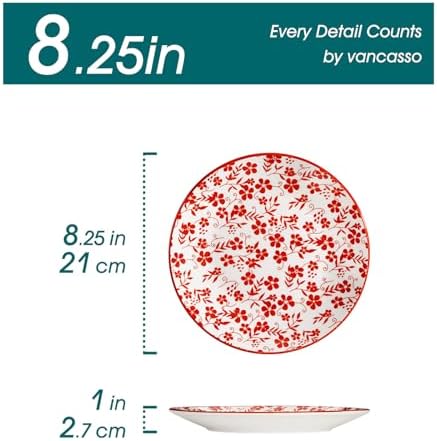 vancasso 8.25" Vintage Ceramic Salad Plates Set of 6, Muted - Image 2