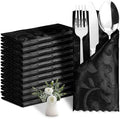 12 Pack Black Damask Satin Napkins 17 x 17 Inch by Eychei