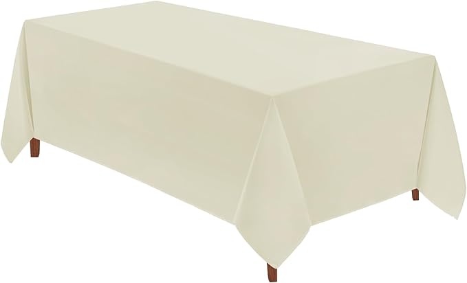 VidaFete 1 Pack Tablecloth 90 * 132inch Rectangle Table Cloth Polyester, Stain Wrinkle Resistant Polyester Dining Table Cover for Kitchen Dinning Party Wedding Tabletop Buffet Decoration(Ivory)