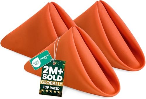 Utopia Home [12 Pack, Orange] Cloth Napkins 18x18 Inches, 100% Polyester by UTOPIAHOME