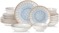 DOMICREVERY Ceramic Dinnerware Sets for 6, 24 pcs Plates and Bowls Sets by Unknown
