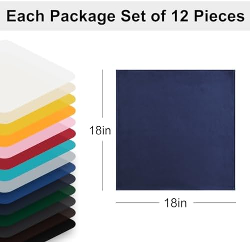 Hiasan Cloth Napkins Set of 12, 18 x 18 Inch, Navy Blue - Image 5