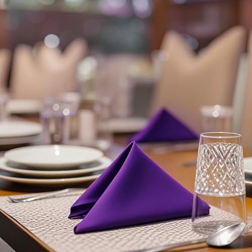 FOLINS&HOME Purple Cloth Napkins Set of 20, Decorative 17x17 Inch Napkins - Image 5