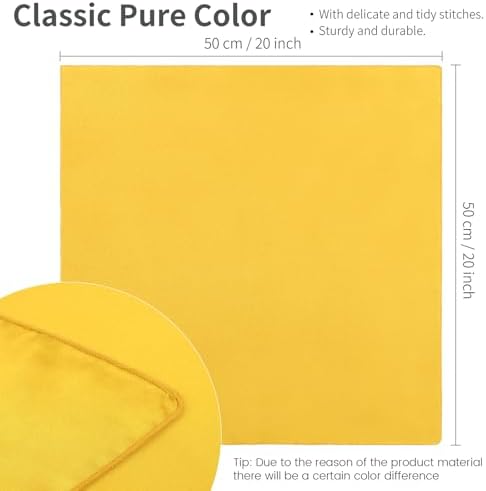 ANECO 16 Pack Square Satin Napkin Bright Silk Table Napkin Soft Smooth Fabric Table Napkin for Wedding Banquet Party Decoration, Yellow, 20 x 20 Inch - Image 2