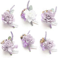 Floroom Set of 6 Purple Lilac Lavender Foam Rose Boutonnieres with Pins for Men Wedding for Groom Groomsmen Wedding Ceremonies Anniversaries Formal Dinners Parties Proms by Floroom