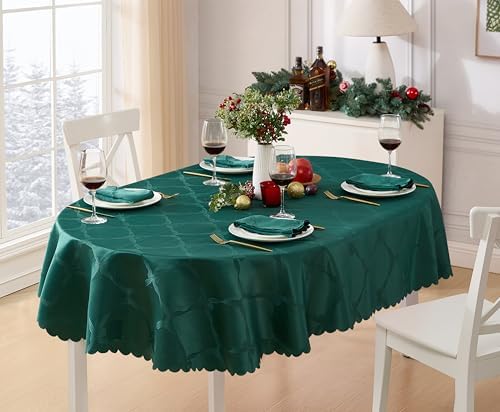 Newbridge Square Napkin, Set of 4 Napkins, Ribbons and Bows Damask, Wrinkle and Stain Resistant Square Napkins, Holiday Evergreen - Image 7