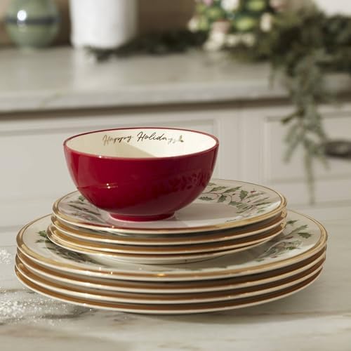 Lenox Holiday Porcelain Christmas Salad Plate Set for 6 - Image 4