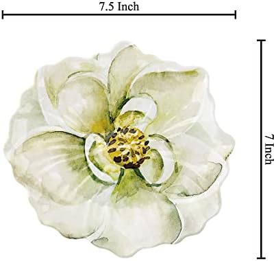 UP Magnolia Melamine Dessert Plates, Floral-Shaped Small Serving Plates, for Appetizer, Snacks, and Side Dishes, Green, 7.5 x 7 Inch, Set of 4 - Image 2