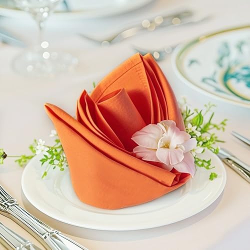 FOLINS&HOME Orange Cloth Napkins Set of 8, Decorative 20x20 Inch Napkins by FOLINSHOME