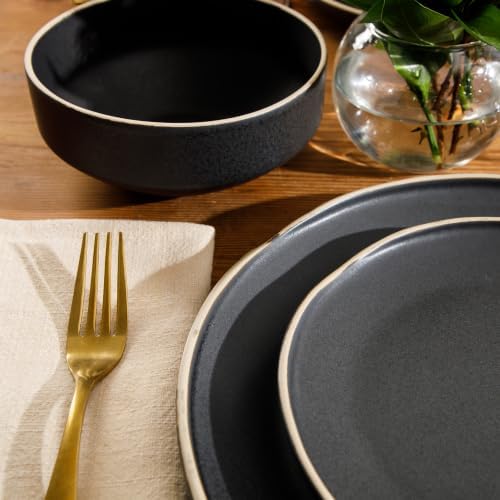 Gibson Elite Plates and Bowls Set, 12 Piece Dinnerware Set for 4, Black - Image 5
