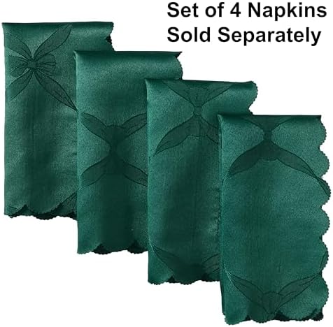 Newbridge Rectangle Tablecloth, 60 x 144 Inch, Ribbons and Bows Damask, Wrinkle and Stain Resistant Fabric Table Cloth, Holiday Evergreen - Image 7
