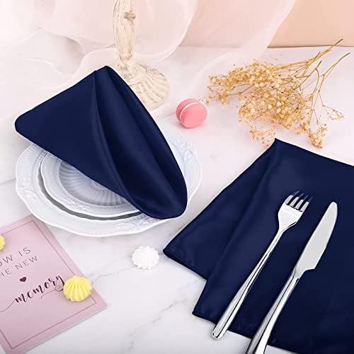 Aneco 16 Pack Square Satin Napkin Bright Silk Table Napkin Soft Smooth Fabric Table Napkin for Wedding Banquet Party Decoration, Navy Blue, 20 x 20 Inch - Image 5