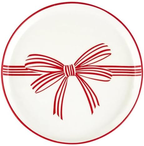 Santa Barbara Design Studio Christmas Appetizer Plates - Set of 4 Small Ceramic Plates, 5.25" Diameter, Red Bow - Image 4