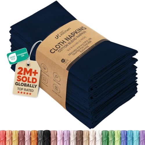 Utopia Kitchen Cotton Blend Navy Blue Cloth Napkins [12 Pack, 18x18 Inch] by UTOPIAKITCHEN