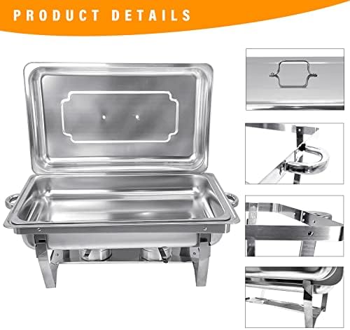 2 Pack 8QT Chafing Dish Buffet Set Stainless Steel Food Warmer - Image 5
