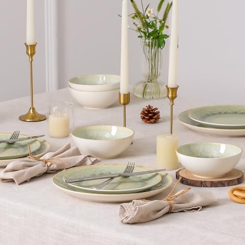 DOMICREVERY Ceramic Dinnerware Sets for 4, 12 pcs Plates and Bowls Sets - Image 5