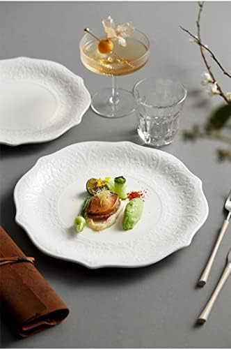 SOUJOY Set of 6 Porcelain Dinner Plate, 10.5'' White Dinner Dish, Embossed Printing Dinnerware Plate for Dinner, Restaurant, Family Party and Kitchen, Microwave, Dishwasher Safe - Image 7