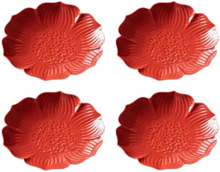 Gaolinci Zen Ceramic Lotus Shaped Appetizer and Dessert Plates (Set of 4) by Gaolinci