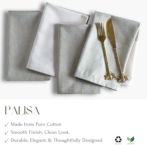 Taupe Cotton Cloth Napkins Set of 4, 18x18 Inch - Image 4