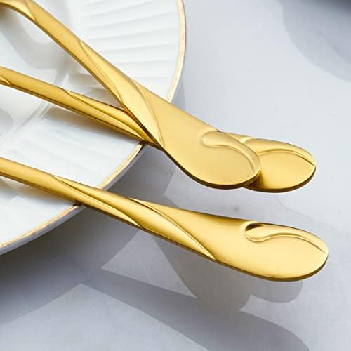 Gold Dinner Spoon Set, Seeshine 7.6-inch Stainless Steel Shiny Gold Table Spoon Silverware, Set of 6 - Image 5
