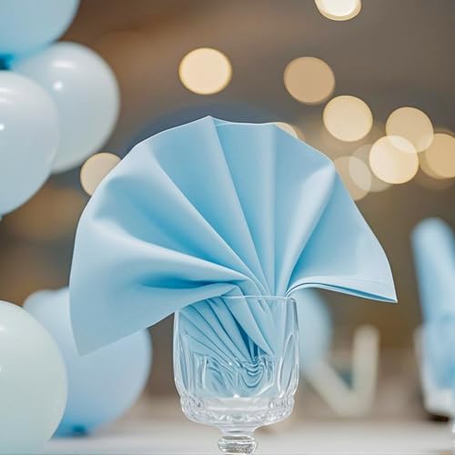 FOLINS&HOME Baby Blue Cloth Napkins Set of 4 Decorative 17x17 Inch Napkins - Image 2