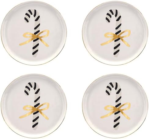 Santa Barbara Design Studio Christmas Appetizer Plates - Set of 4 Small Ceramic Plates, 5.25" Diameter, Candy Cane by SantaBarbaraDesignStudio