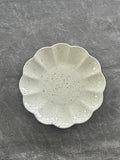 White Ceramic Salad Plates Set of 4, 8 Inch Flower Shaped Appetizer Plates, Embossed Small Plates for Salad,Cake,Snacks,Fruit,Tea Party, Microwave Oven Dishwasher Safe (PALE YELLOW, 8 IN) by SHIDACHENG