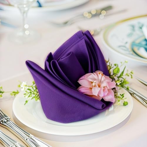 FOLINS&HOME Purple Cloth Napkins Set of 8, Decorative 17x17 Inch Napkins by FOLINSHOME