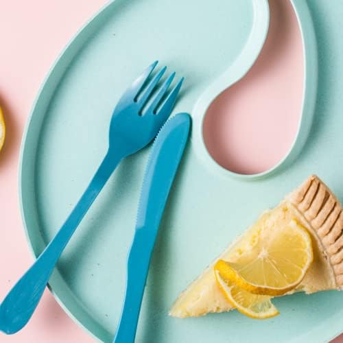 Knork Eco Party Bundle, Appetizer Plate, Party Cup, Party Utensils, 5 Piece Set, Mint - Image 6