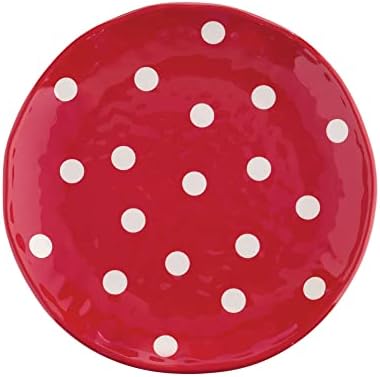 UP Red Polka Dot Melamine Round Dessert Plates, Small Serving Plates, Christmas Decorations, for Appetizer, Snacks, and Side Dishes, Red, 6 Inch, Set of 4 - Image 3