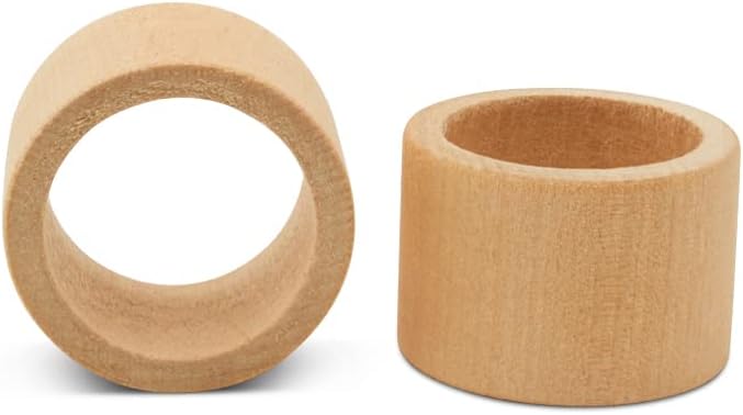 Classic Unfinished Wooden Napkin Rings Set of 12, 1-1/2 inch Wood Napkin Rings for Crafts & Table Decor, by Woodpeckers