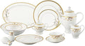 Lorren Home Trends La Luna Bone China 57-Piece 24K Gold Floral Design Dinnerware Set, Service for 8 by LorrenHomeTrends