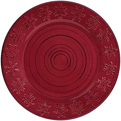 Pfaltzgraff Trellis Snowflakes 12 Piece Dinnerware Set, Service For 4, Red - Image 7