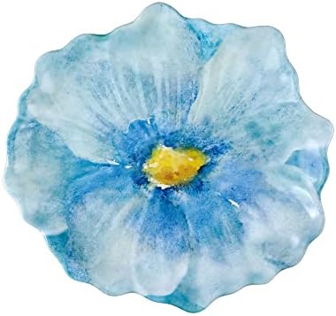 UP Sky Blue Floral Melamine Dessert Plates, Floral-Shaped Small Serving Plates, for Appetizer, Snacks, and Side Dishes, Blue, 7.5 x 7 Inch, Set of 4 - Image 5