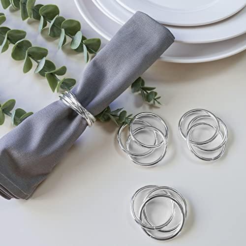 Napkin Rings Set of 8,Silver Napkin Ring Holders for Spring,Wedding,Easter,Valentine,Birthday,Holiday, Hotel, Dinner Party,Christmas and Table - Image 3