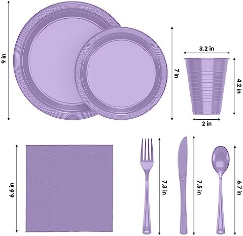 Exquisite 350 Pcs Lavender Plates and Napkins Party Supplies Plate Sets - Image 2