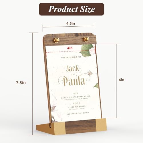 PPH-Sisy 4 Pack Acrylic Sign Holders 4x6 with Wood Base, Tabletop Display Sign Stand for Menu Flyer Poster, Clear Acrylic Paper Frame for Restaurant Coffee Shop Hotel Office Exhibition - Image 3