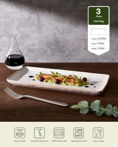 famiware Serving Platters for Food, 14.09"x7.48", 3-Pack, Cappuccino White - Image 2
