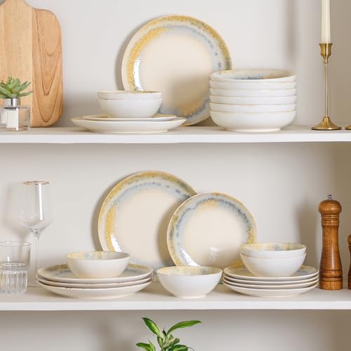 DOMICREVERY Ceramic Dinnerware Sets for 6, 24 pcs Plates and Bowls Sets - Image 6
