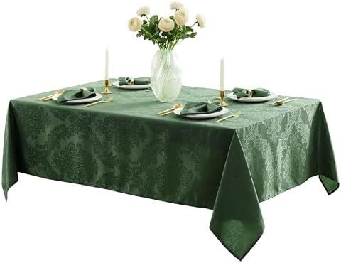 Newbridge Barcelona Damask Fabric Tablecloth, 60 x 84 Inch Rectangle, Hunter Green – No Iron, Soil Resistant Table Cover for Dining, Parties and Holidays - Image 6