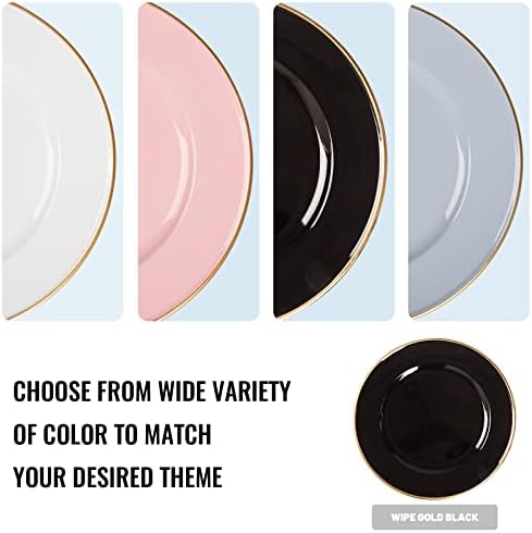 MAONAME Black Charger Plates Set of 6, Plastic Plate Chargers with Gold Rim - Image 7