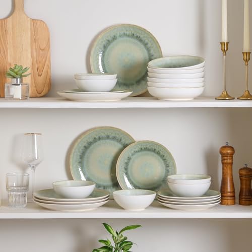 DOMICREVERY Ceramic Dinnerware Sets for 6, 24 Pcs Plates and Bowls Sets - Image 7