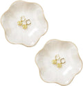 2PCS White Lotus Leaf Shape Ring Holder Dish, Small Key Bowl, Ceramic Trinket Tray Jewelry Dish Organizing Necklace Earrings for Mom Friend Sister, All Jewelries Are NOT Included, White.
