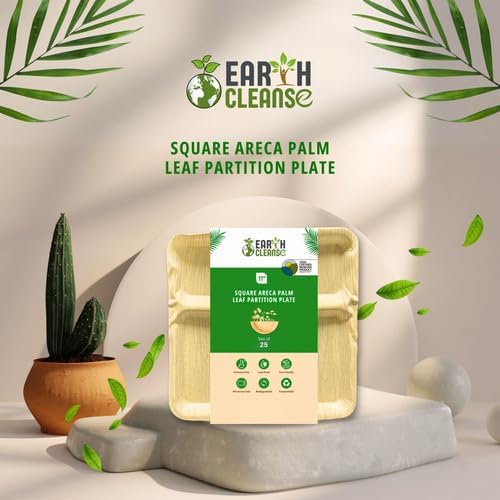 Areca Palm Leaf 11-Inch Square Plates (25 Count) – 100% Compostable, Biodegradable Like Bamboo Plates | Eco-Friendly Disposable Dinnerware | Microwave & Oven Safe