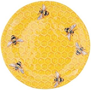 UP Beehive Melamine Round Dessert Plates, Small Serving Plates, for Appetizer, Snacks, and Side Dishes, Yellow, 6 Inch, Set of 4 - Image 2