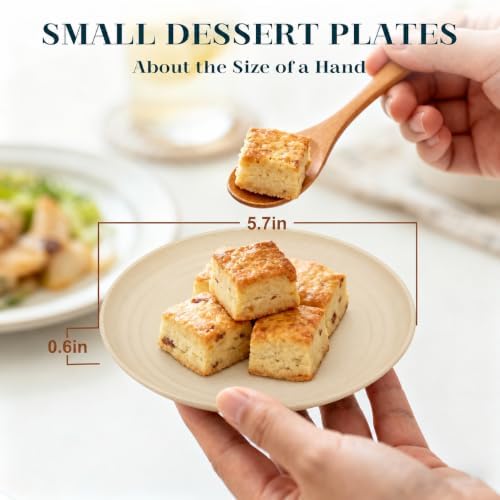 5.7in Wheat Straw Plates Sets of 8, Dessert Plates - BlackBeige - Image 3