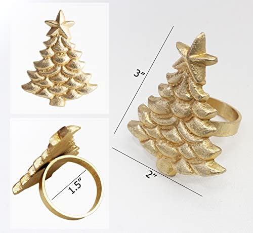 COTTON CRAFT Christmas Tree Napkin Rings - 8 Pack Gold Metal Napkin Rings - Image 5